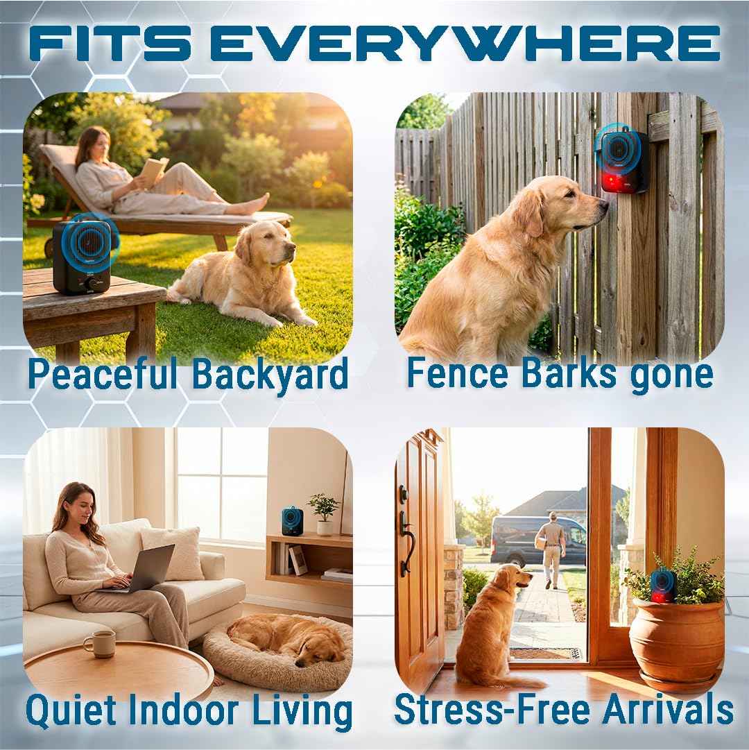 Bark Box, Barking Dog Deterrent, Barks No More Dog Training Device, Ultraschall Hundebellschreck, Stoppen Sie Hundebellen Gerät bis zu 15,2 m mit 3 Modi, Indoor & Outdoor, Wiederaufladbar
