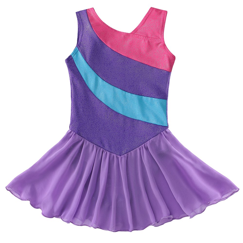 Kidsparadisy Girls Gymnastics Leotard Dance Skirt Sparkly Long