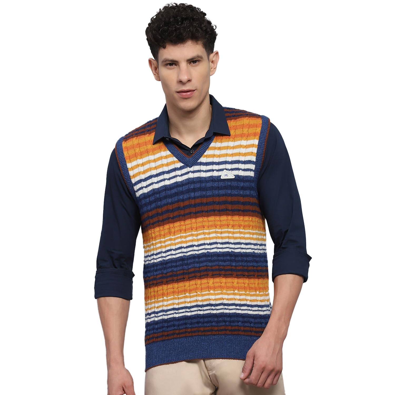 monte carlo Mens Striped V Neck Sleeveless Sweater (1239195SL)-picture-24