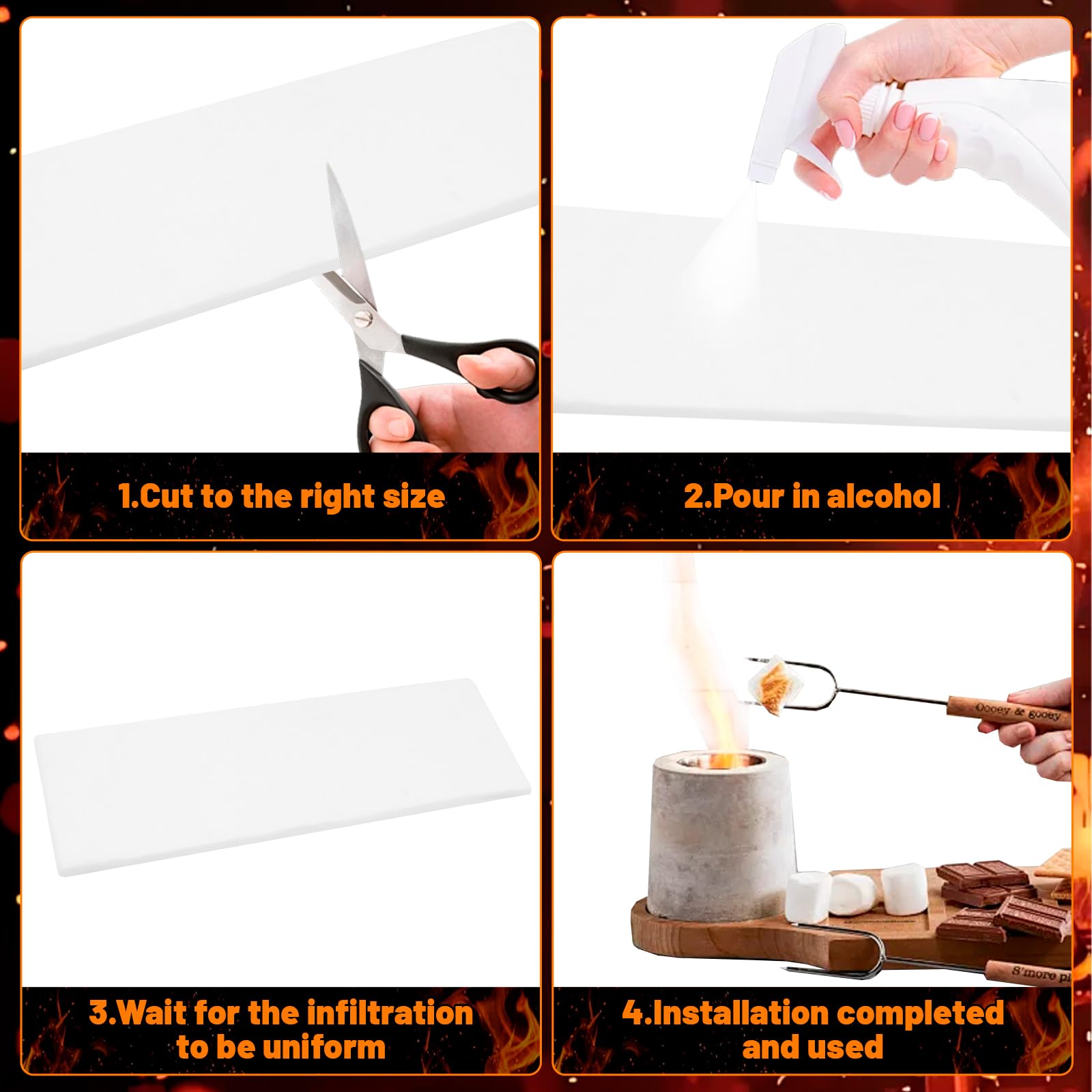 Lana de Cerámica para Bioetanol, 6 Piezas Fibra Cerámica Recortable para Chimeneas, Esponja para Quemador de Etanol/Gel, 30x10x1.3cm (12"x4"x0.5") Blanco