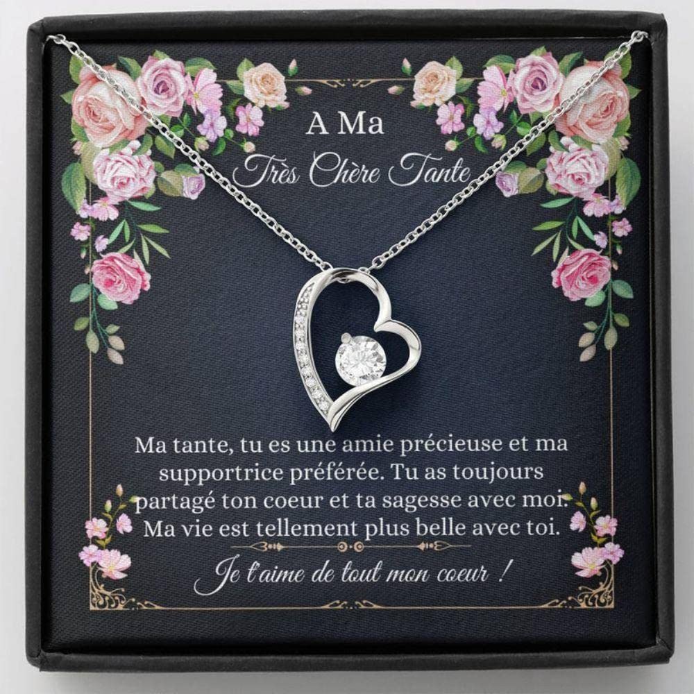 rakva 925 Silver Gift Aunt Necklace, Collier Bijoux Tante French Auntie Gift Cartee Cadeau Tante Best Aunt Ever Necklace Keepsake