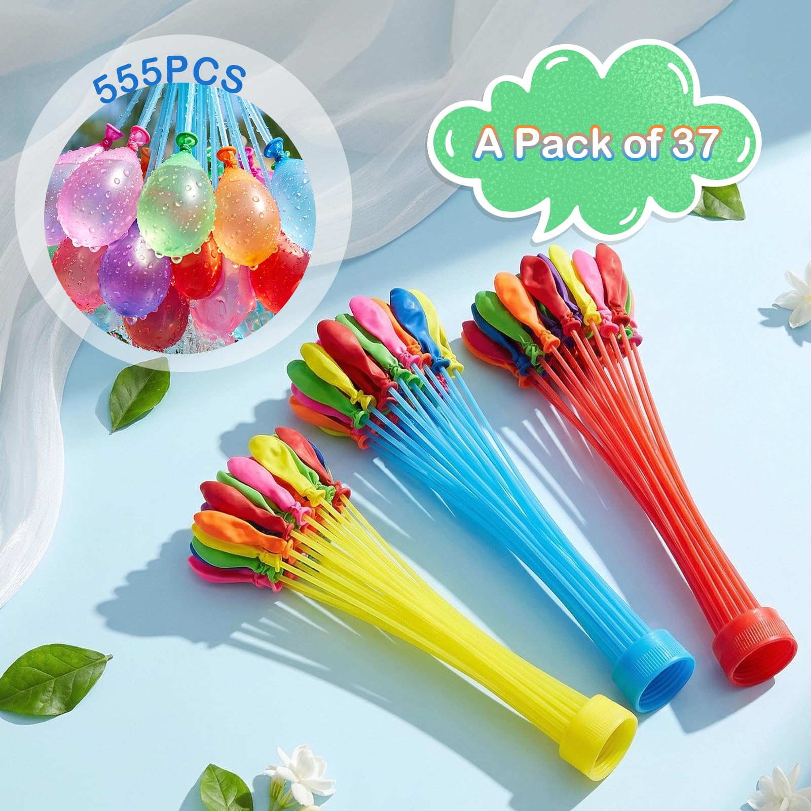 555 Globos De Agua Reutilizables Con Autocierre – Fáciles De Llenar, Ideales Para Guerras De Agua, Playa, Piscina Y Fiestas De Verano