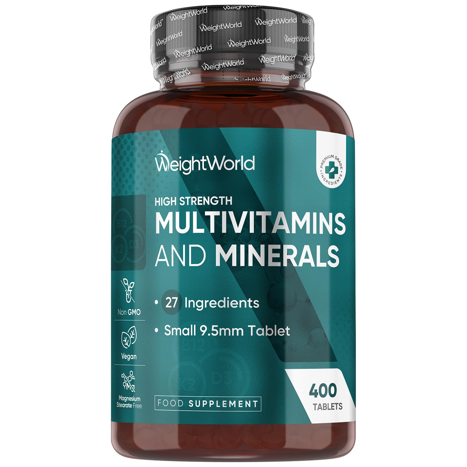 Multivitamin Tablets for Women & Men - 27 Key Nutrients - 400 Small Tablets - 1+ Year Supply - Tasty Peppermint Flavour - Vegan Multi Vitamins & Minerals Like Vitamin D, C, Calcium, Iron & Zinc