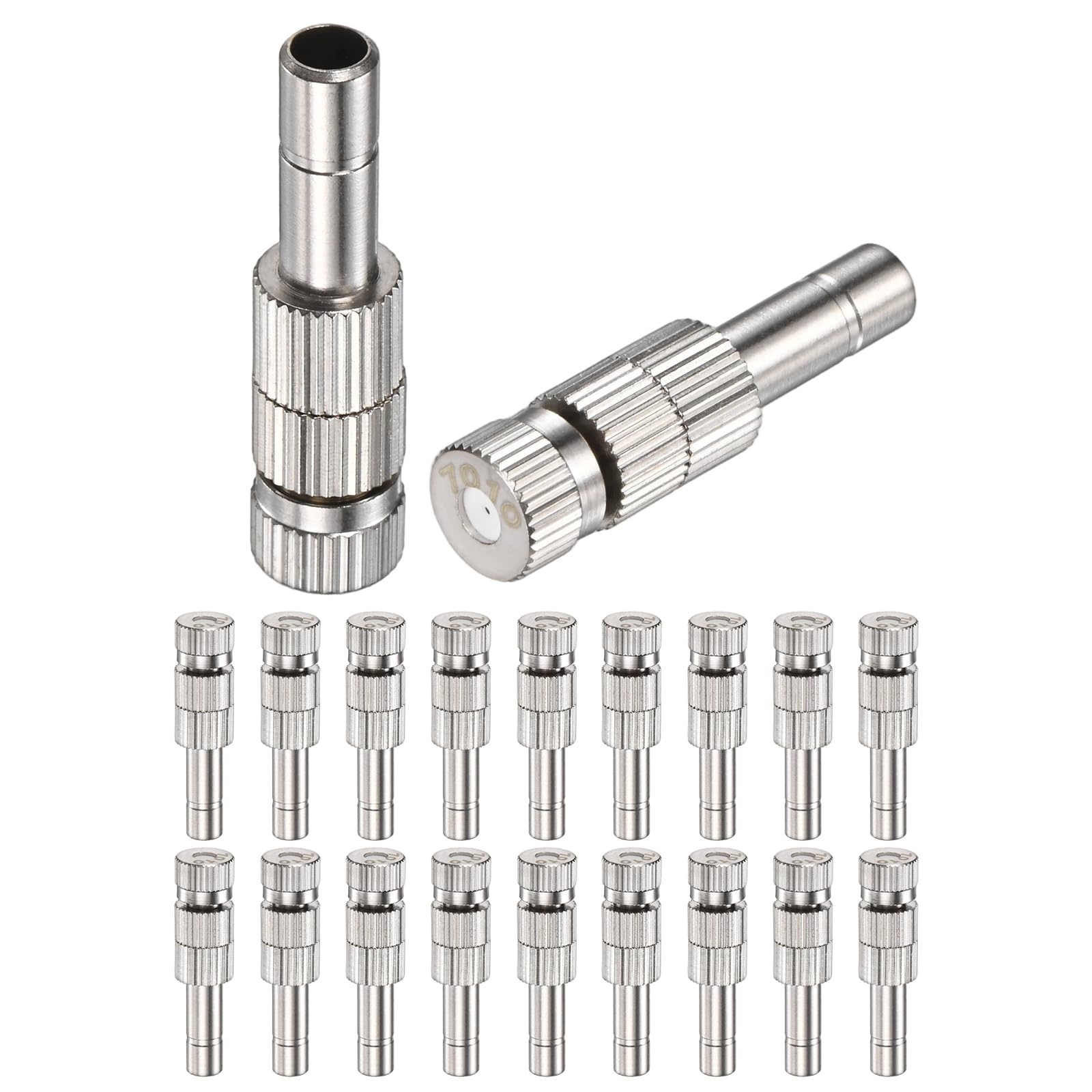 20er-Packung Messing-Sprühdüsen, 0,7 mm (0,028 Zoll) Düsendurchmesser, Ersatz-Sprühköpfe mit Filtergewebe für Kühlsysteme/Landschaftsbau/Luftbefeuchtung, 6 mm Niederdruck-Nebelsprühdüse