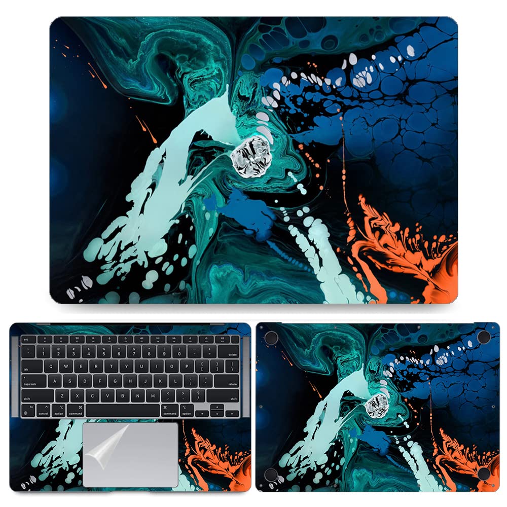 Dzazner Fullbody 4 in 1 Precision Cut Laptop Skin Wrap Decal Vinyl Sticker Compatible for MacBook Air 13 Inch M1 2020, Model A2337 - Colorful Stone Art