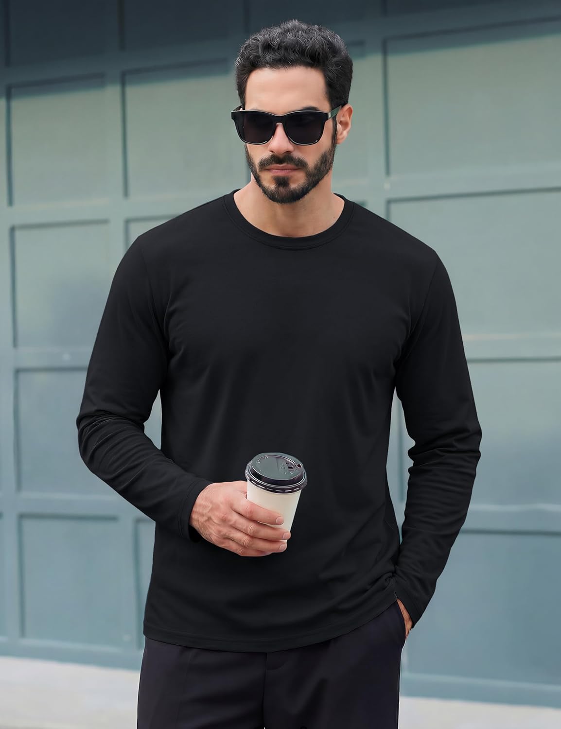 TACVASEN Long Sleeve Shirts for Men Cotton Soft Crew-Neck Moisture Wicking Mens Undershirt Comfort Solid Basic T Shirt - Image 3
