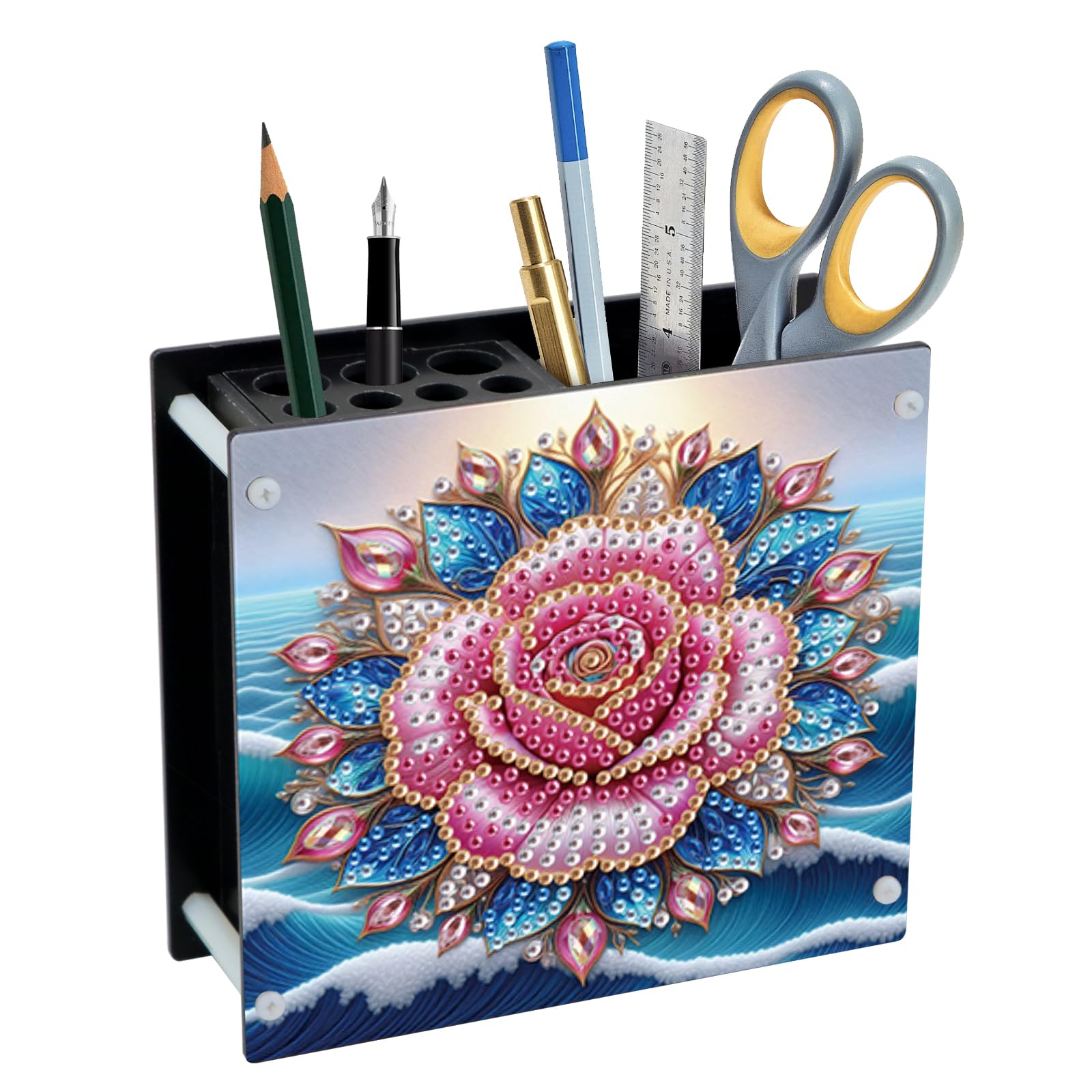 DIY 5D Diamond Painting Pen Holder Set – Floral Pencil Holder Craft Kit for Desk, Decorative Diamond Art Organizer for School, Office, and Home