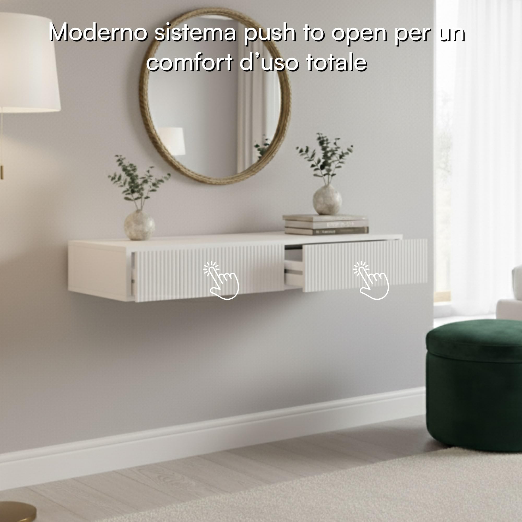 Selsey Toeletta Da Trucco Con 2 Cassetti 110 x 79 cm Sospeso Tavolo Da Trucco Postazione Trucco Bianco Veldio