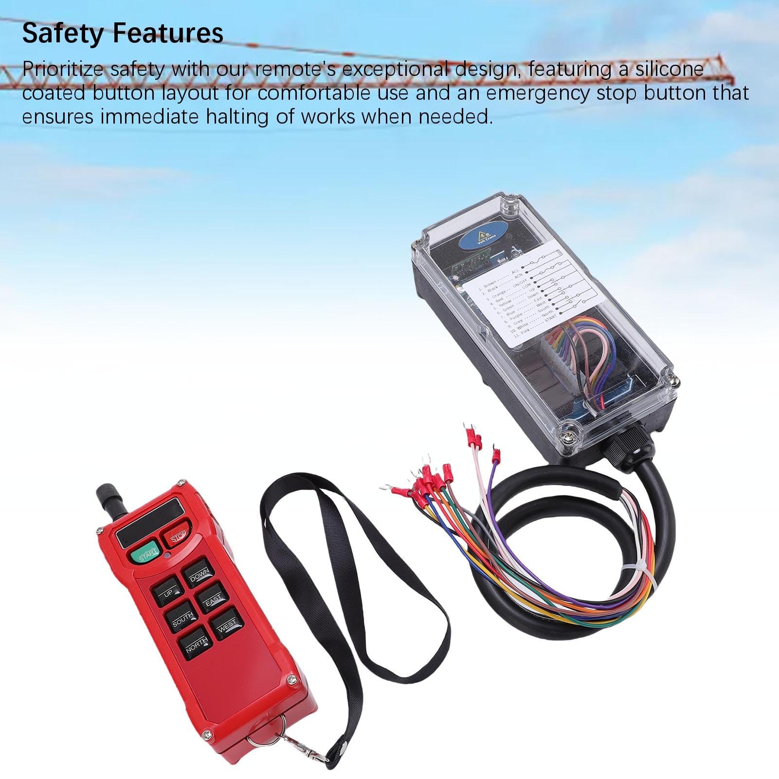 Acouto Mando a Distancia Industrial a Prueba de Caídas Radio Controlador Receptor Transmisor para Polipasto Eléctrico Puente Grúa con un Medidor con Controlador de Polipasto EléctricoRemoto Industrial