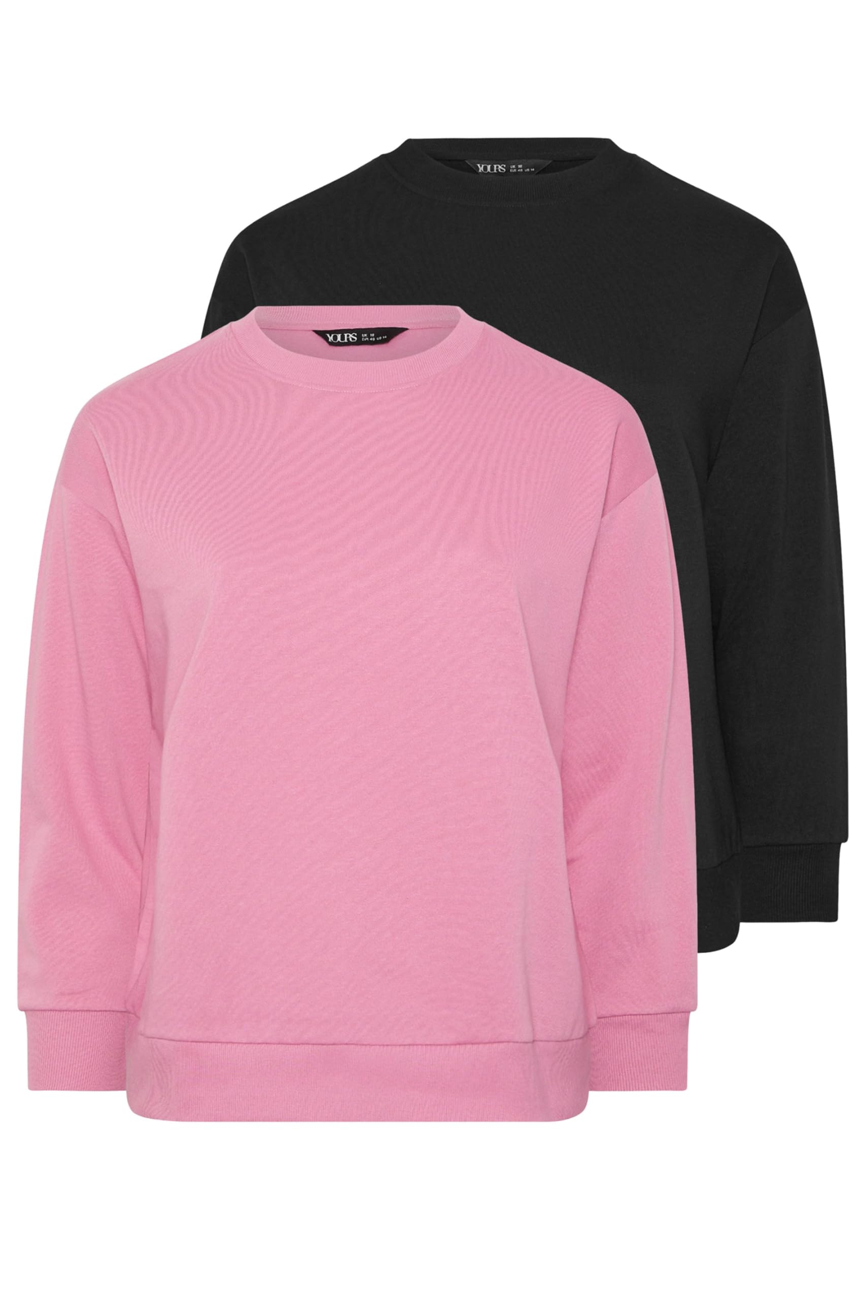 Yours Women's Pink Yourset Curve 2 Pack Black & Sweatshirts - Plus Size Curve