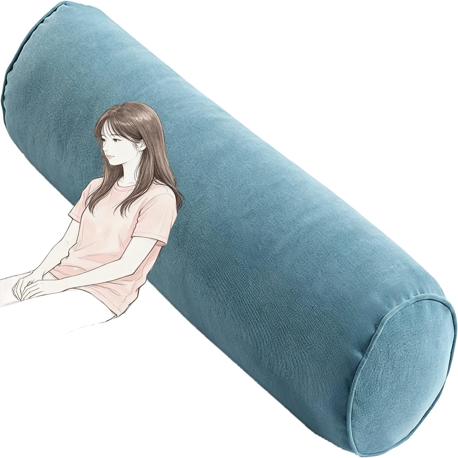 Almohada de viaje ergonómica y cojín cilíndrico cómodo lavable para dormir de lado