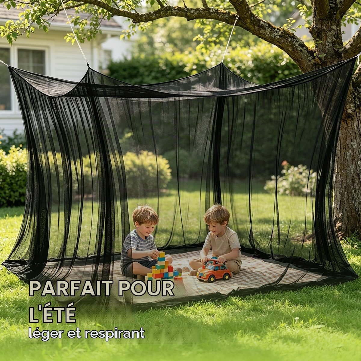 Moustiquaire Extérieur 3x3m, Grande Tonnelle Moustiquaire pour Pergola et Terrasse, Tente Moustiquaire Extérieur Maille Fine pour Jardin et Camping (Black)