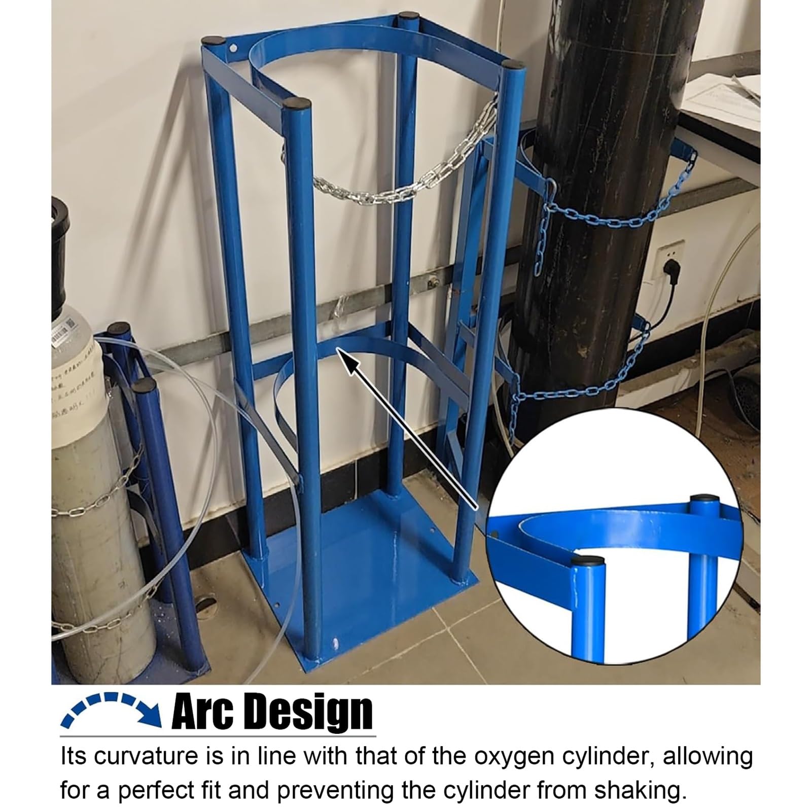 Estante para Cilindros de oxígeno de 40 litros: Estante de Almacenamiento metálico de Alta Resistencia, Apto para Cilindros de dióxido de Carbono y nitrógeno, con diseño antivuelco independi
