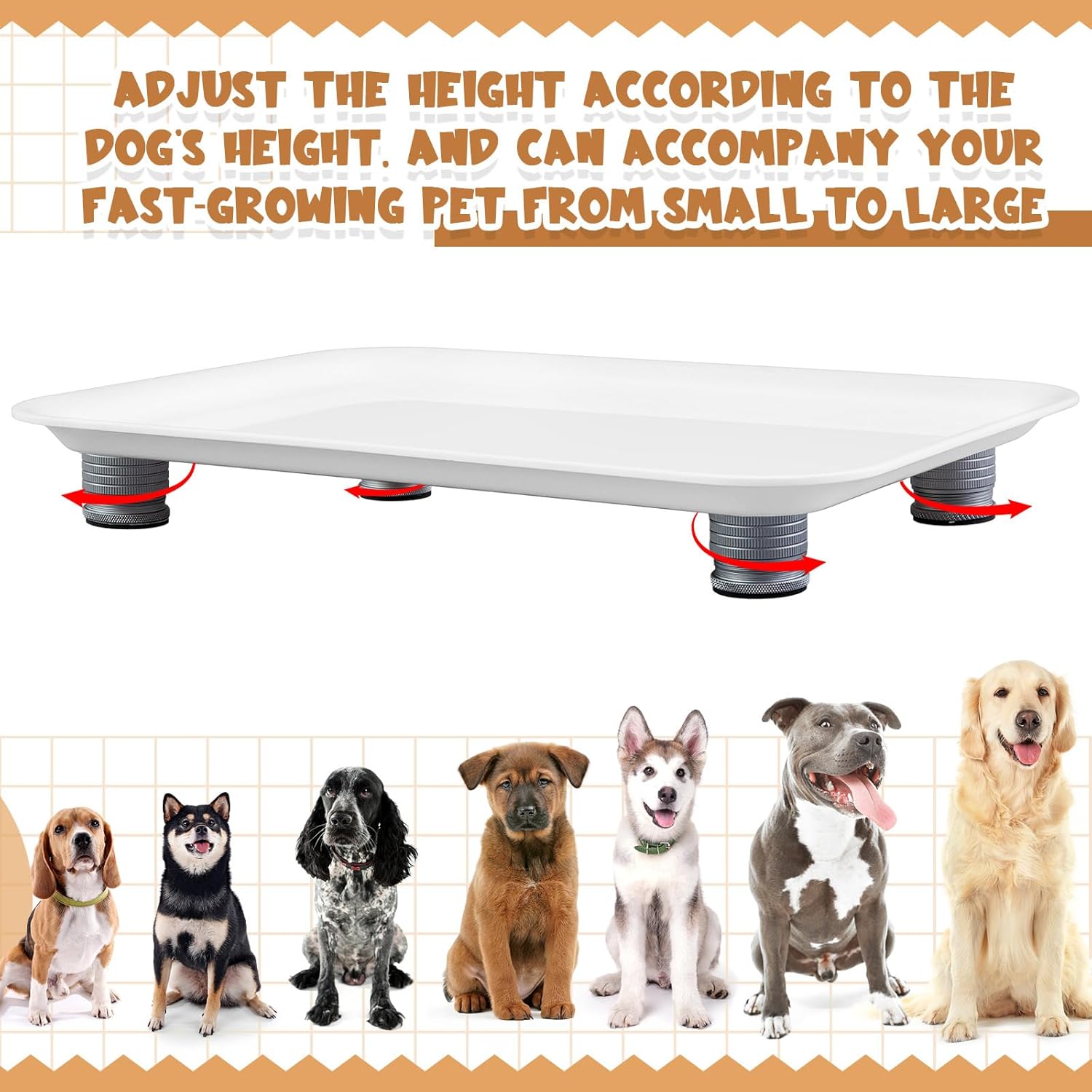 Marsui Ant Proof Cat Dog Bowl Tray - Waterless, Height Adjustable Legs for Pet Neck Comfort No Pest Pet Food Feeding Station, Kitchen Sweets & Trash Ant Barrier (White, 23mm-37mm)