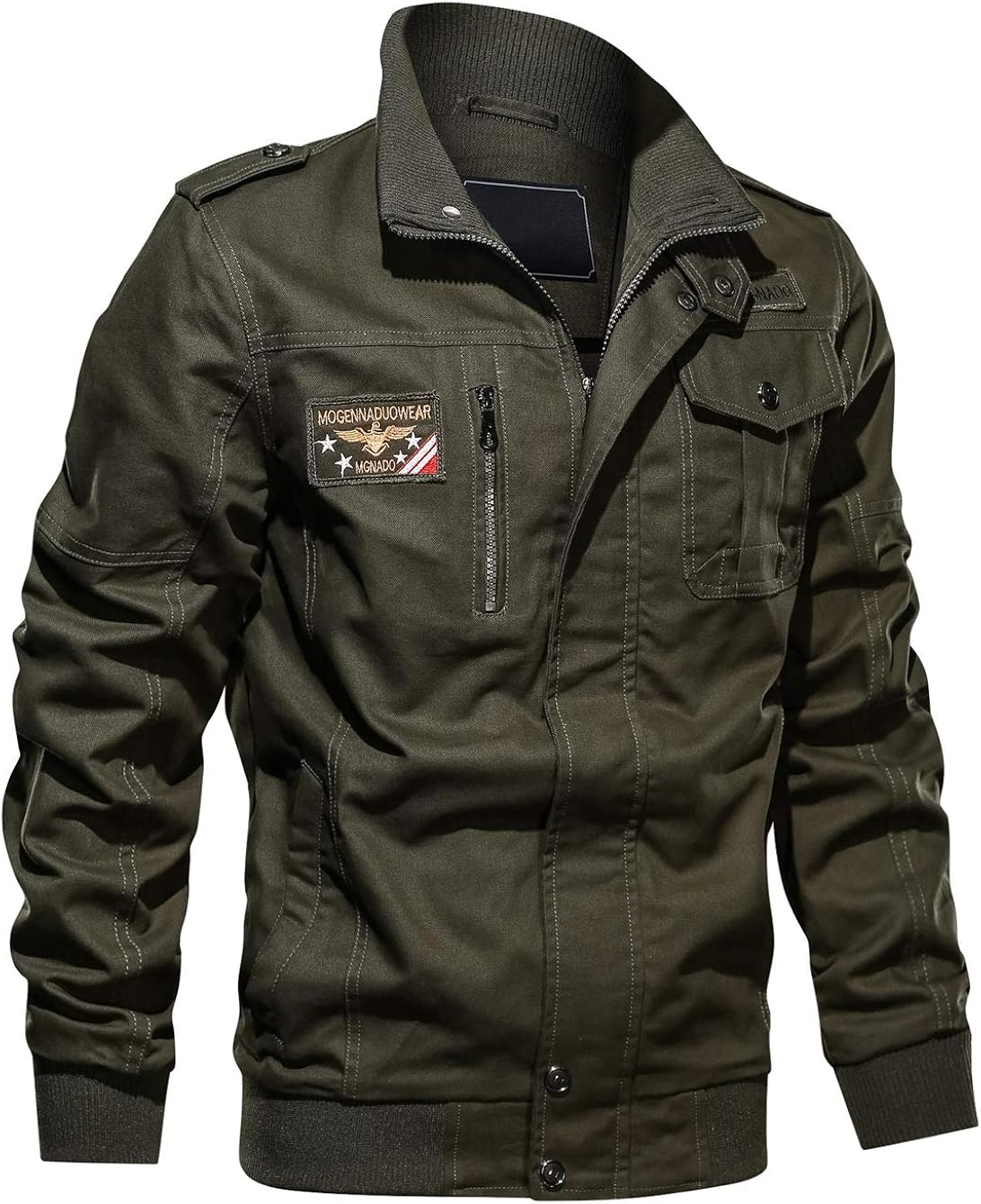 chouyatou Men's Casual Long Sleeve Zip Lightweight Military Flight Cotton Bomber Jacket at  Men’s Clothing store