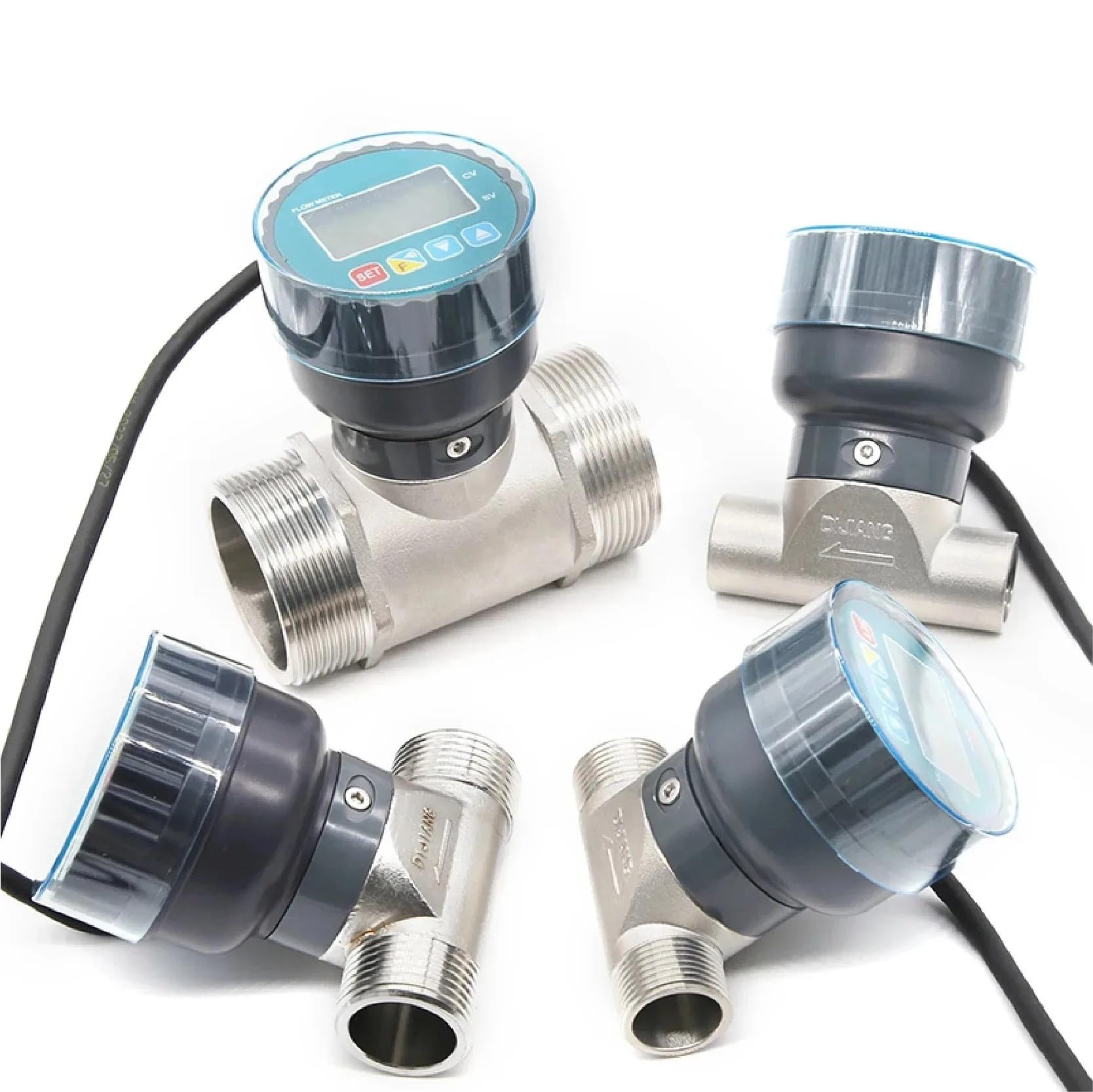 Medidor de flujo Digital de acero inoxidable RS485 transmisión de señal remota medidor de flujo de tubería de líquido de alta precisión Sensor de flujo de agua(DN15)