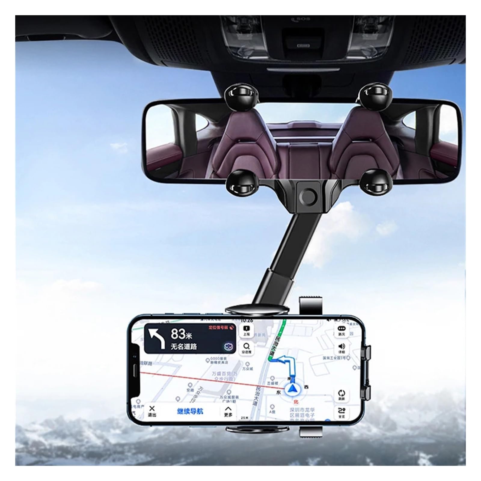 Supporto for telefono da auto con clip retrattile rotazione di 360°