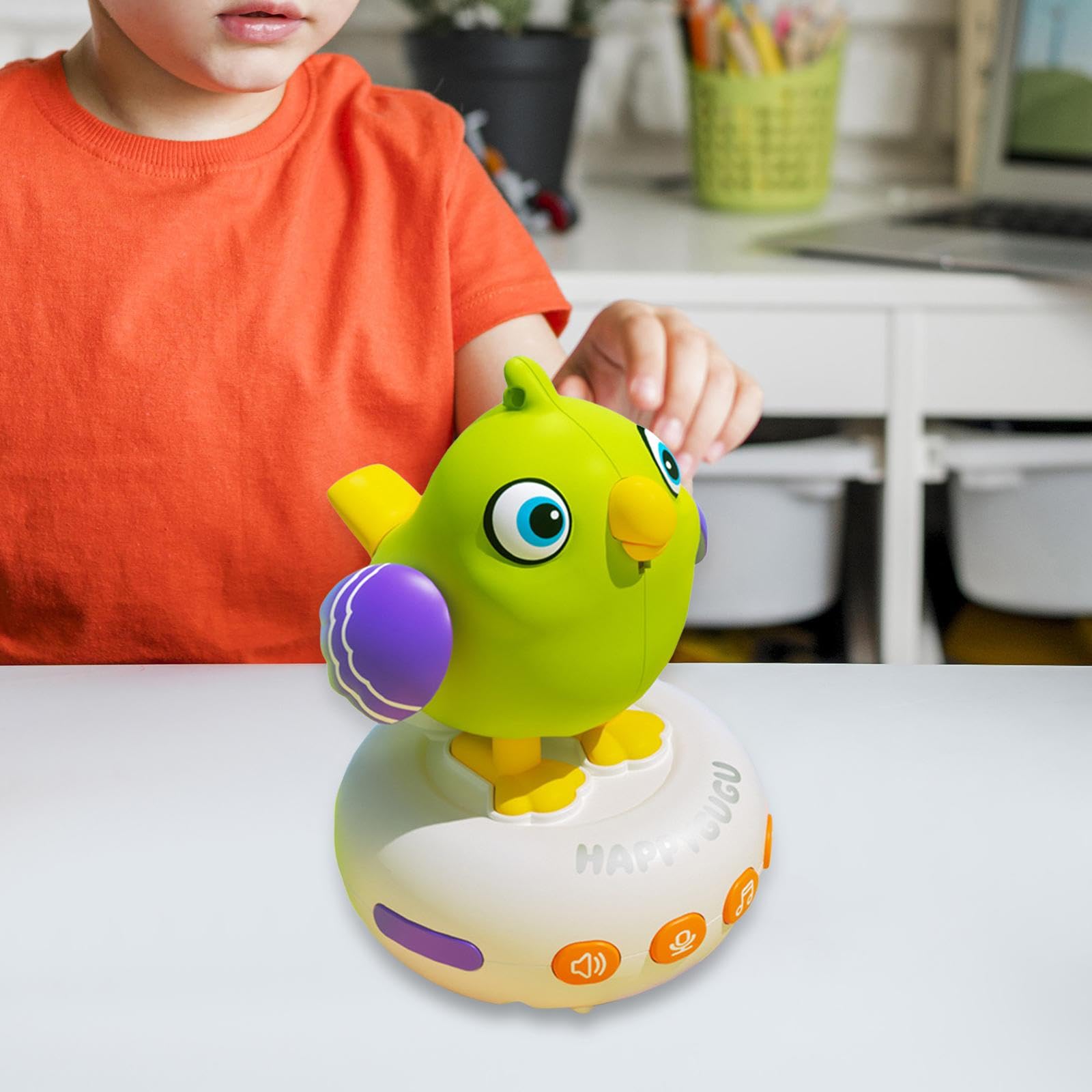Sharplace Reloj de Juguete para Niños, Reloj de Juguete Musical con Forma de Pájaro para Niños, Silbato de Juguete con Carga USB para Niños, Reloj Electrónico C, Verde
