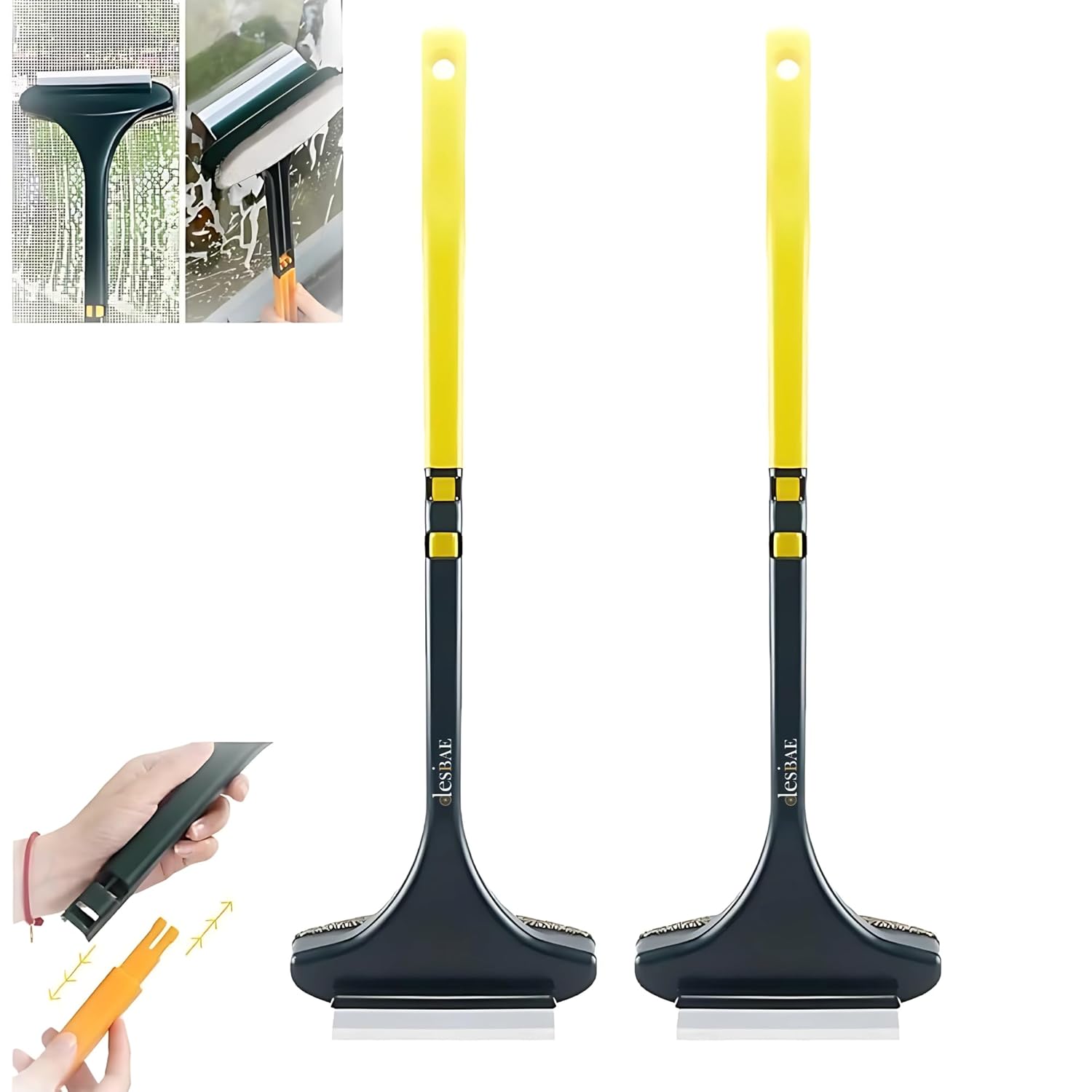 Desi BAE Multifunctional Screen Brush 2 in 1 Mesh Cleaning Brush & Wiper with Extended Handle Window Cleaning Brush Net Cleaner Double-Sided Window Mesh Cleaner, Multi Color (Mesh Brush)