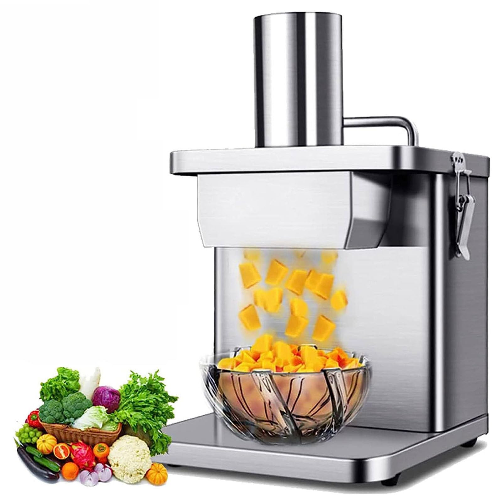 LYDZUSDP Electric Vegetable Dicer Slicer,Electric Vegetable Slicer Cutter,Commercial Vegetable Slicer,Automatic Fruit Dicing Machine(8mm)