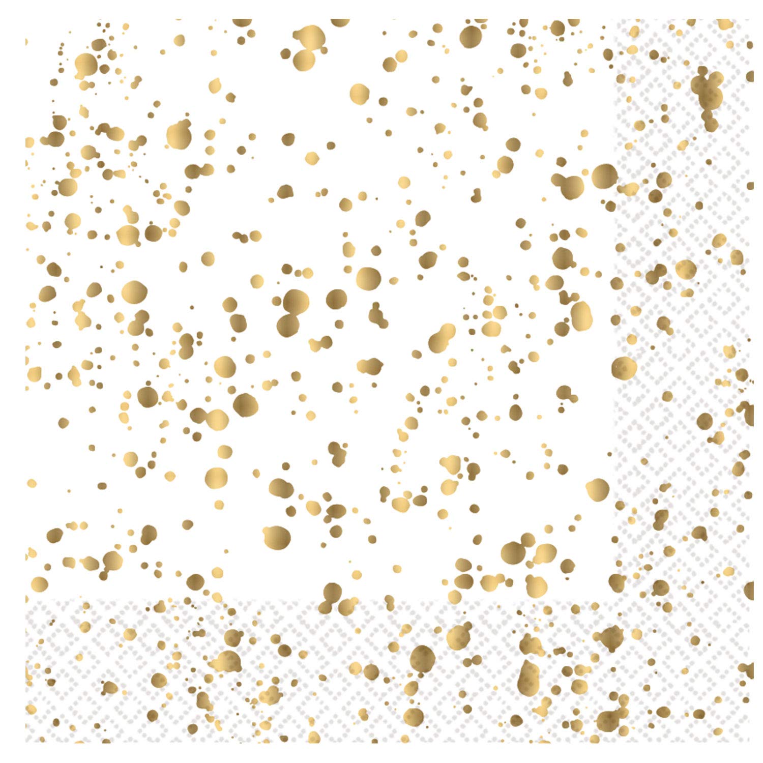 Amscan 9908628 - Hot Stamped Gold Speckled Luncheon Napkins - 16 Pack, 33 centimeters