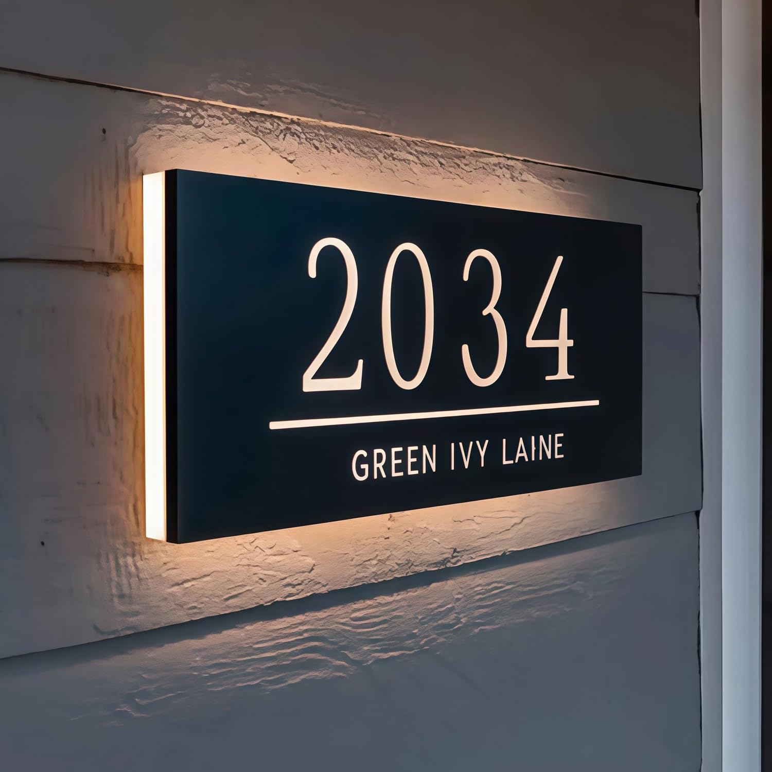 Personalised House Number Signs With LED Light, Customizable House Numbers And Street Names, Outdoor Waterproof Address Plaques, Modern Illuminated Door Signs
