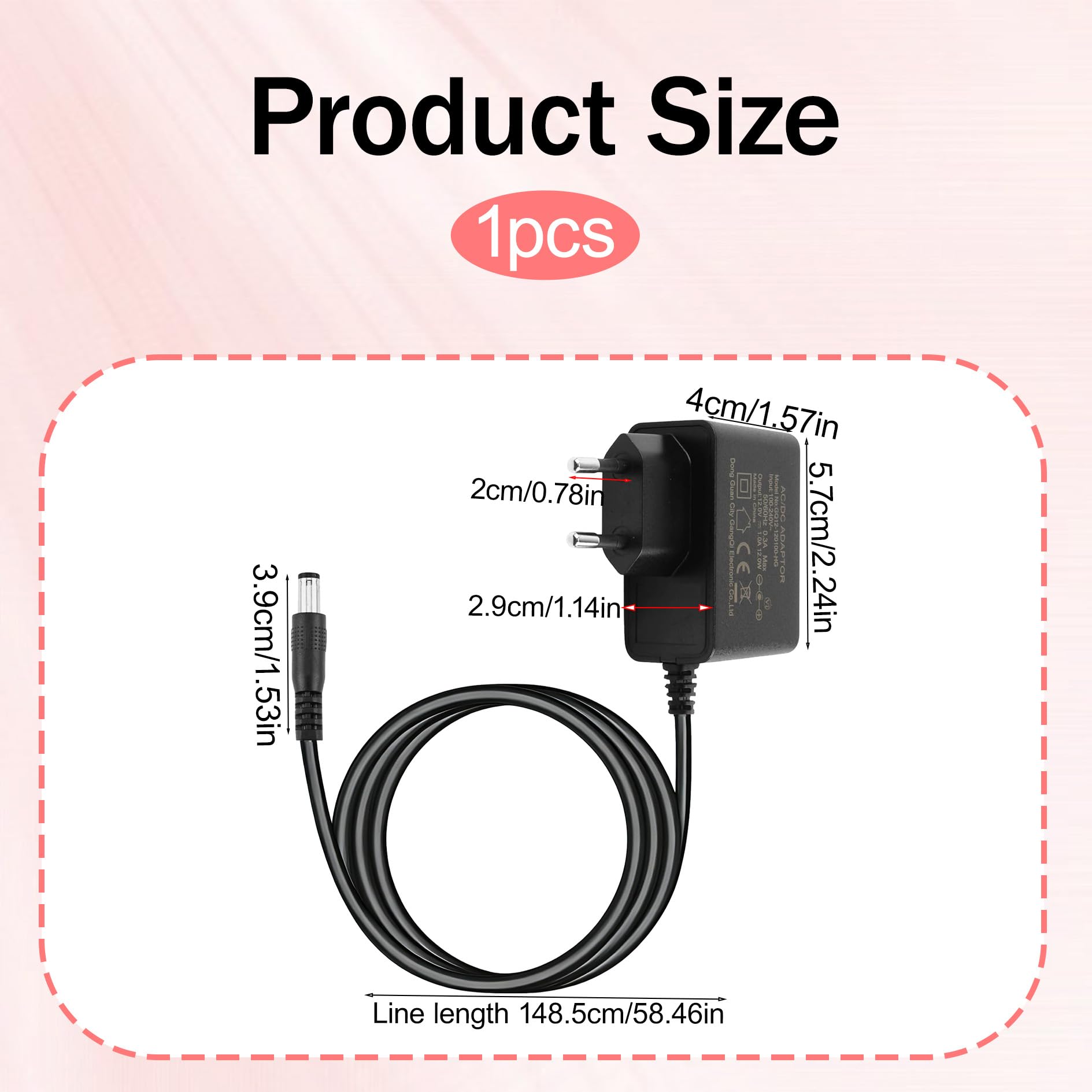 Chargeur AC/DC Adapter 12V, Transformateur Universel, Cable Adaptateur 12V, Transformateur 1A, Adaptateur Secteur de Remplacement Compatible pour Claviers et Pianos Numériques, Durabilité