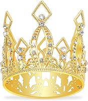 Vista 1 de Newmemo Corona para torta dorada, mini corona de tiara, corona de diamantes de imitación para boda, cumpleaños, baby shower, reina princesa pastel