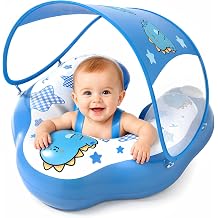 Baby Pool Float with Canopy UPF50+, Adjustable Baby Float, Suitable for Infants and Toddlers,Removable Sun Canopy, 5-Point Safety Harness, Lightweight Portable Pool Float for Home,6M-6Y