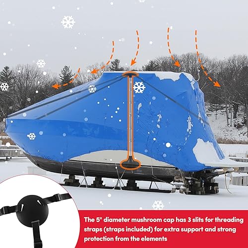 Miniatura 5 de Paquete de 2 postes de soporte para cubierta de barco, sistema de soporte de cubierta de barco ajustable en altura con base redonda de 8 pulgadas,