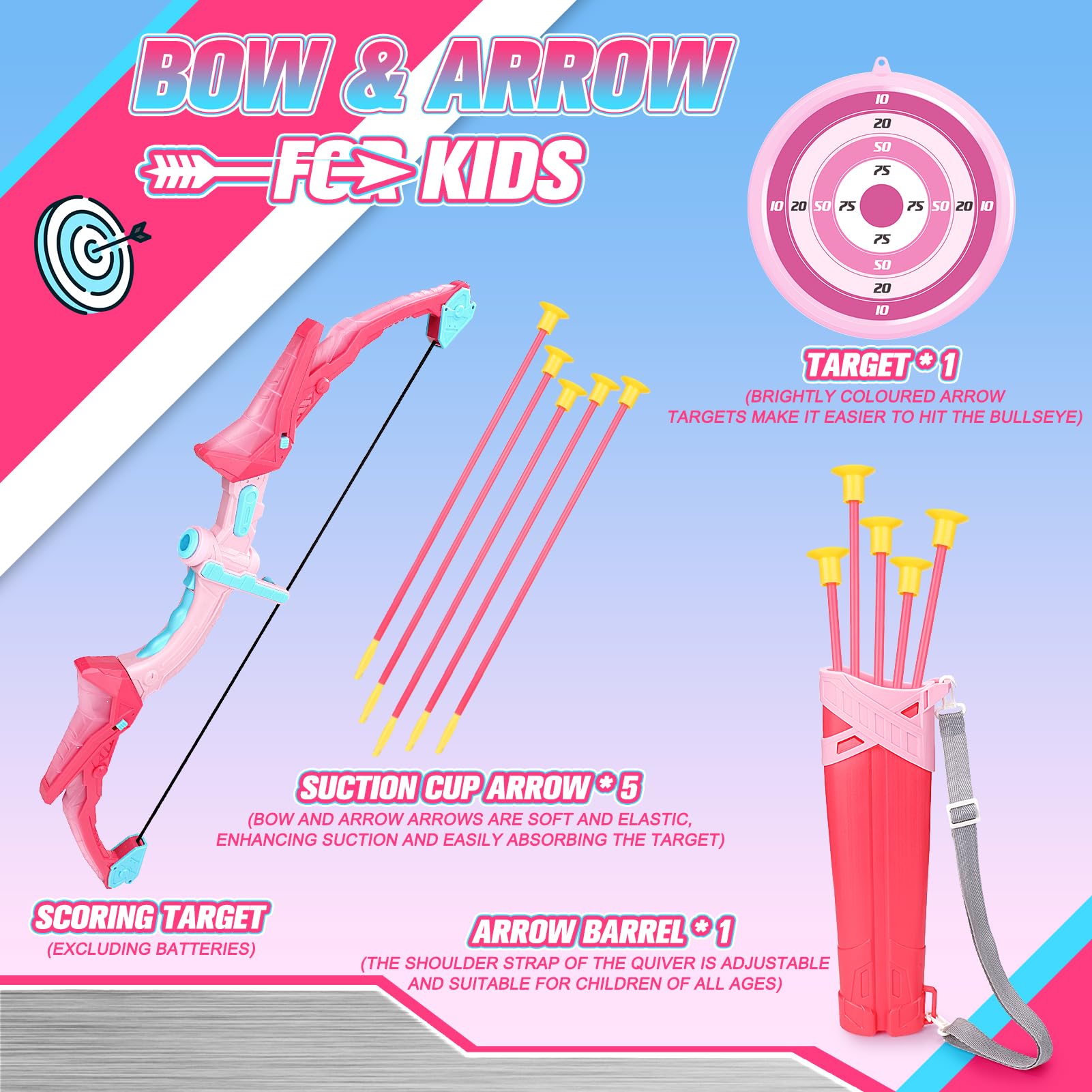 EUCOCO Flèche et Arc pour Enfants, Jouet Cadeau Garçon 6-10 Ans