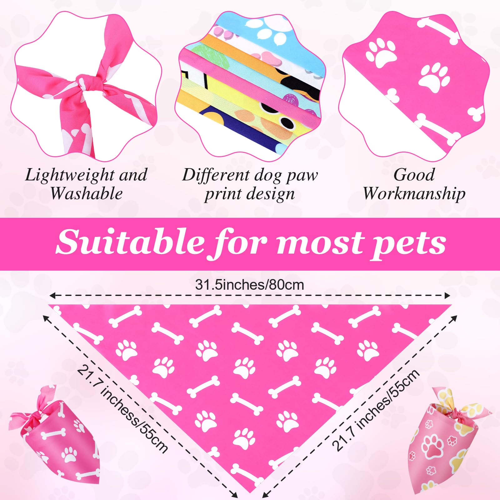 Abbylike 200 bandane per cani con stampa di zampe, bandane per cani, animali domestici, triangolari, bavaglini per cuccioli di animali domestici, gatti, accessori per costume da festa