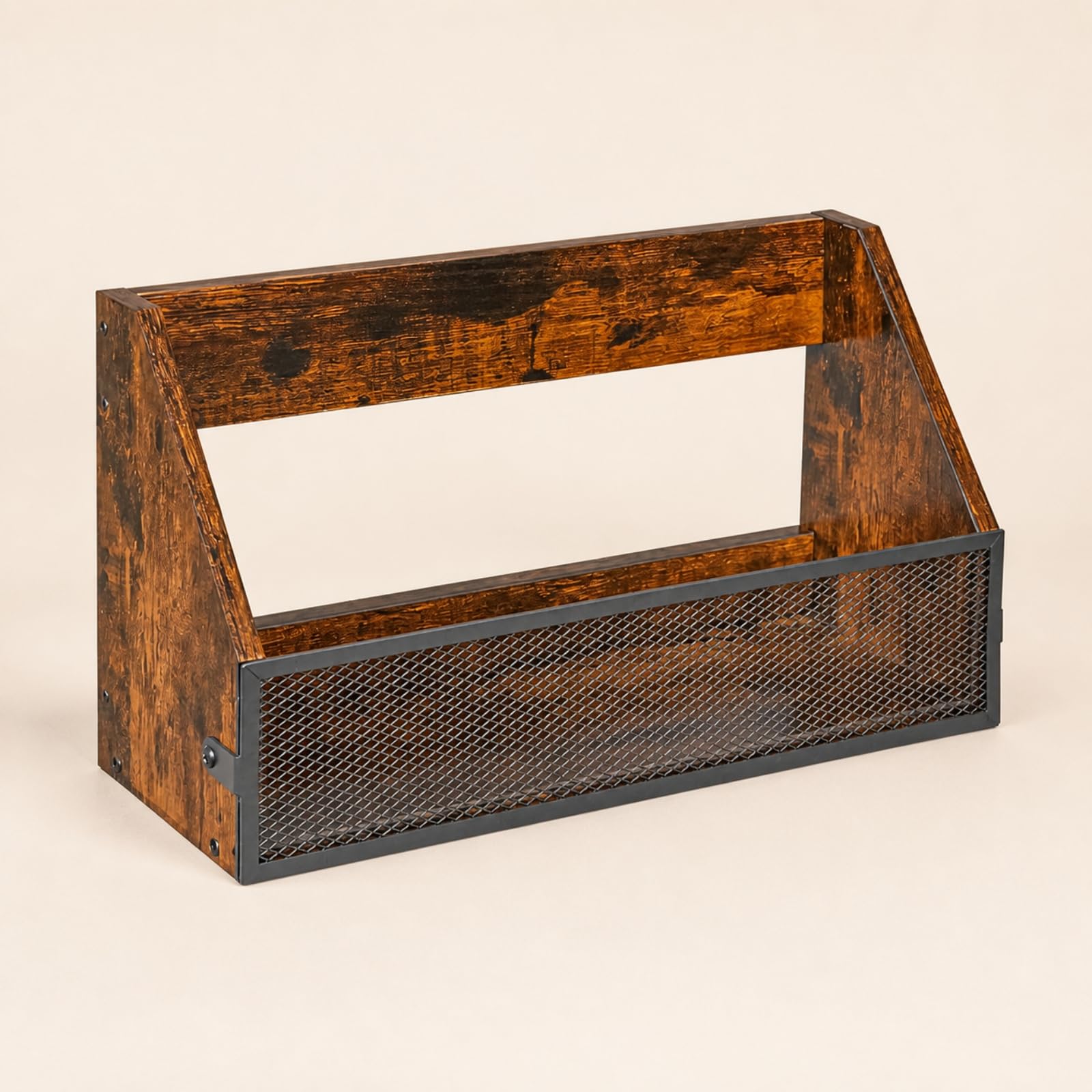 rockible Rack un Solo con Panel Malla Metálica Compacto Organizador Madera con Accesorios Metálicos Estable Exhibición Álbumes