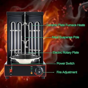 Vertical Rotisserie Shawarma Machine, Trompo Para Tacos Al Pastor rotating grill, Sharma Machine, Shawarma Grill, Rotisserie Oven,Chicken Rotisserie Machine (Registered Design Patent)
