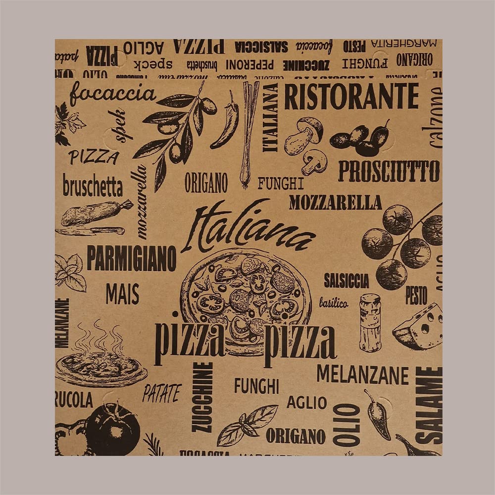 Lucgel Boîtes à pizza à emporter, 33 x 33 x 3 cm, carton Havane naturel, style vintage, lot de 100 pièces
