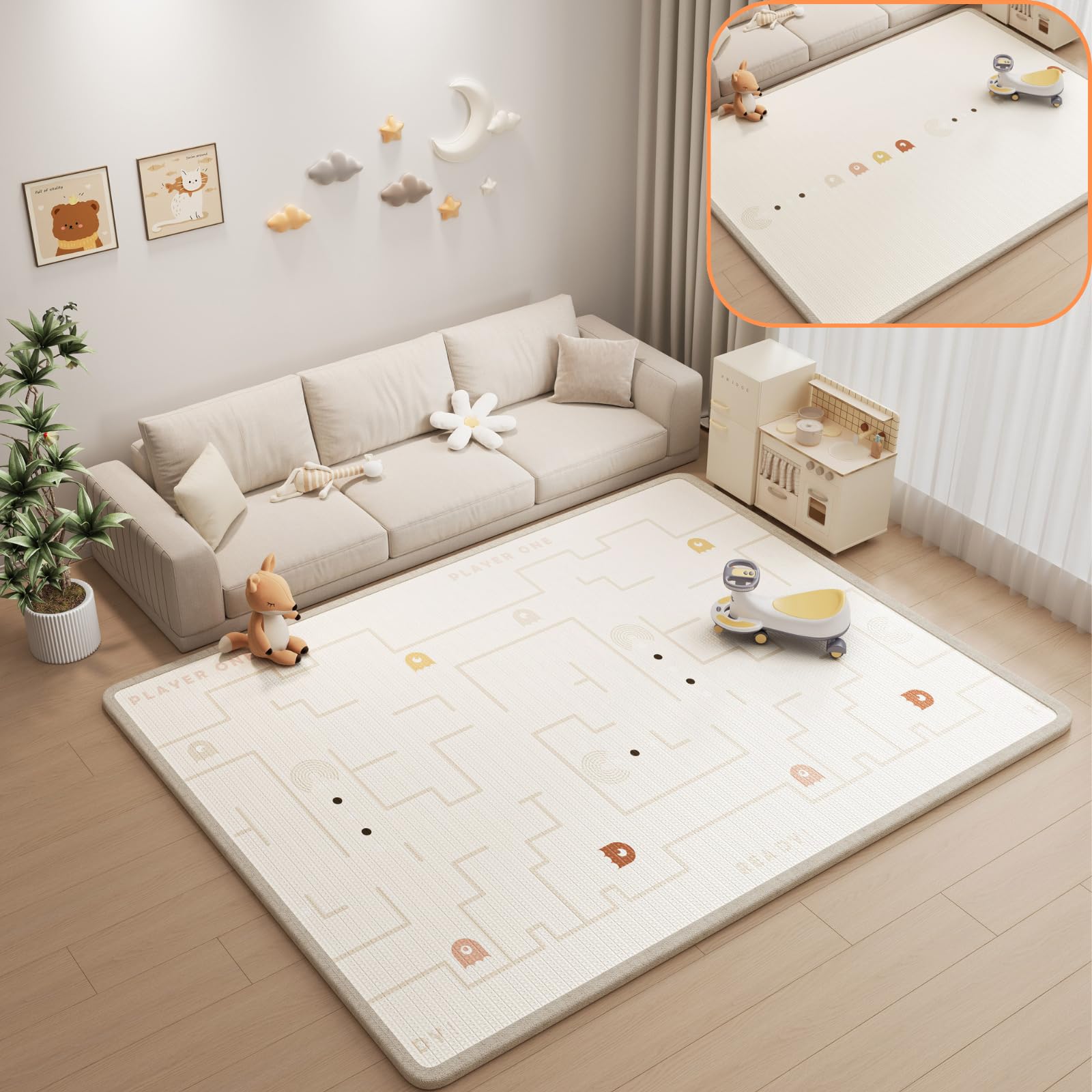 Amazon.co.jp: 【厚み2cmのふかふか】 DIYELL プレイマット 180×200