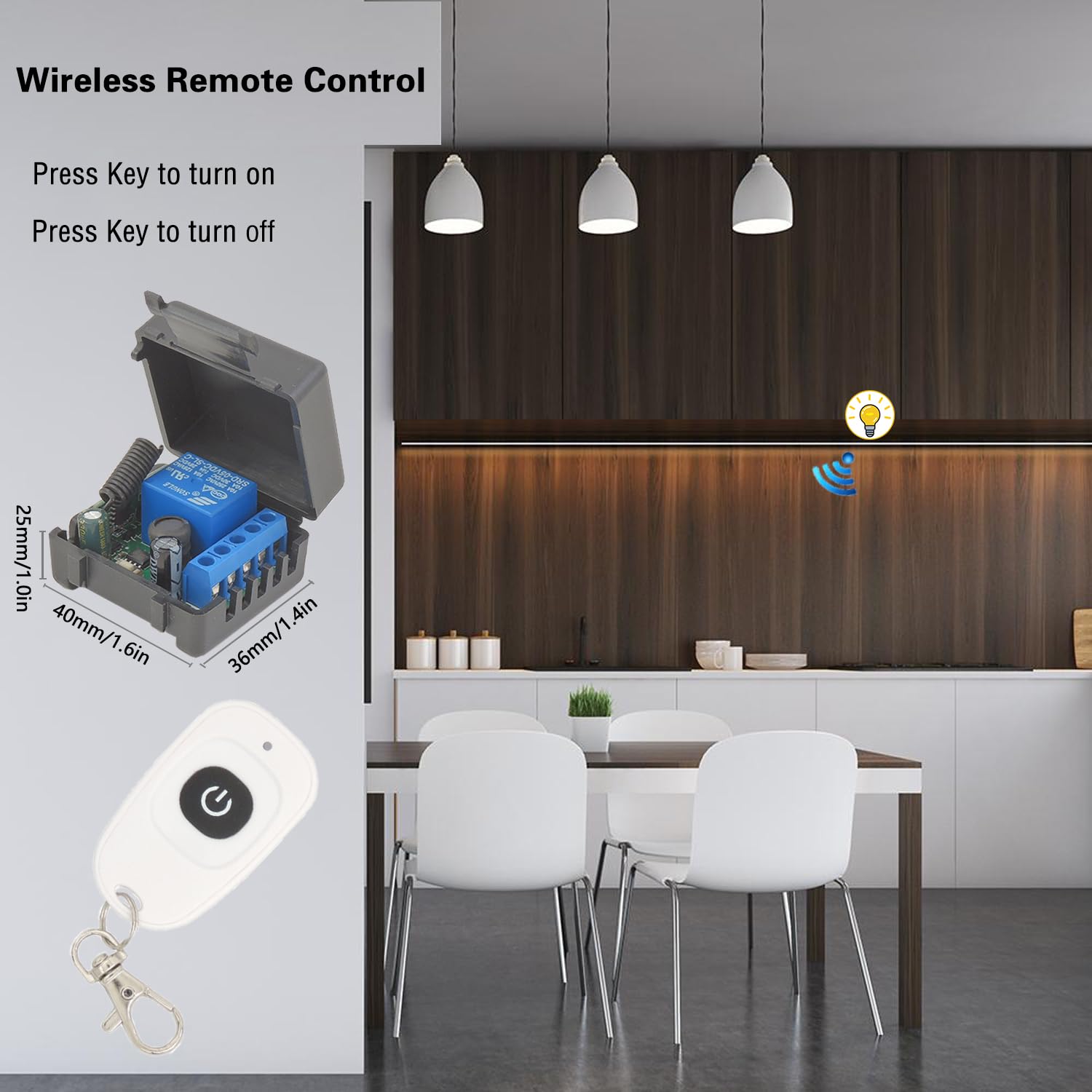 DieseRC 5V - 30V Interruptor Remoto por Radio 1 Canal Receptor de relé de Control de Radio 12V 24V con transmisor Llavero Control de relé de Contacto Libre de potencial