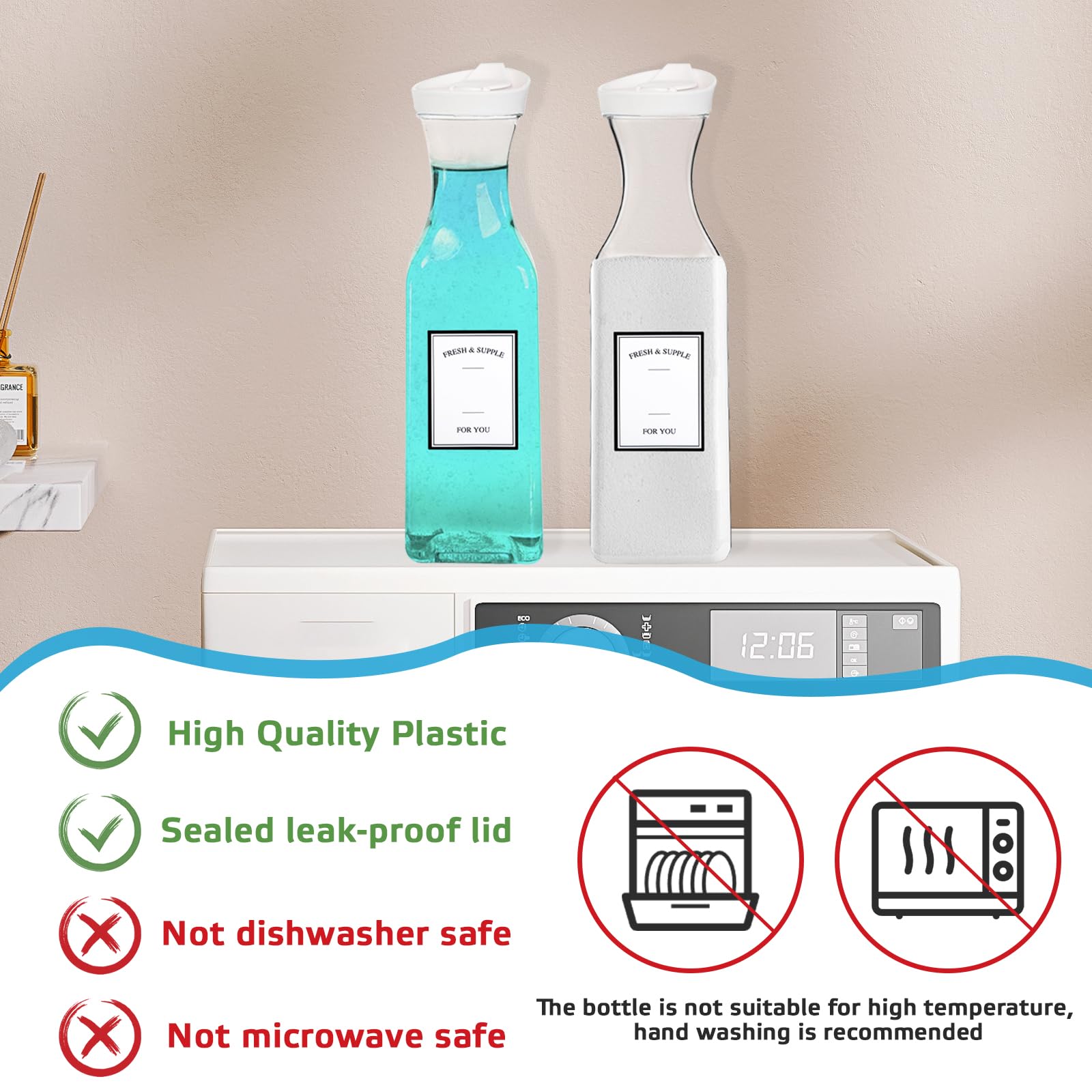 1500ML Dispensador de Detergente Lavadora 2Pcs Dosificador Detergente Lavadora Almacenamiento de Detergente en Polvo Reutilizable Contenedor Detergente Lavadora