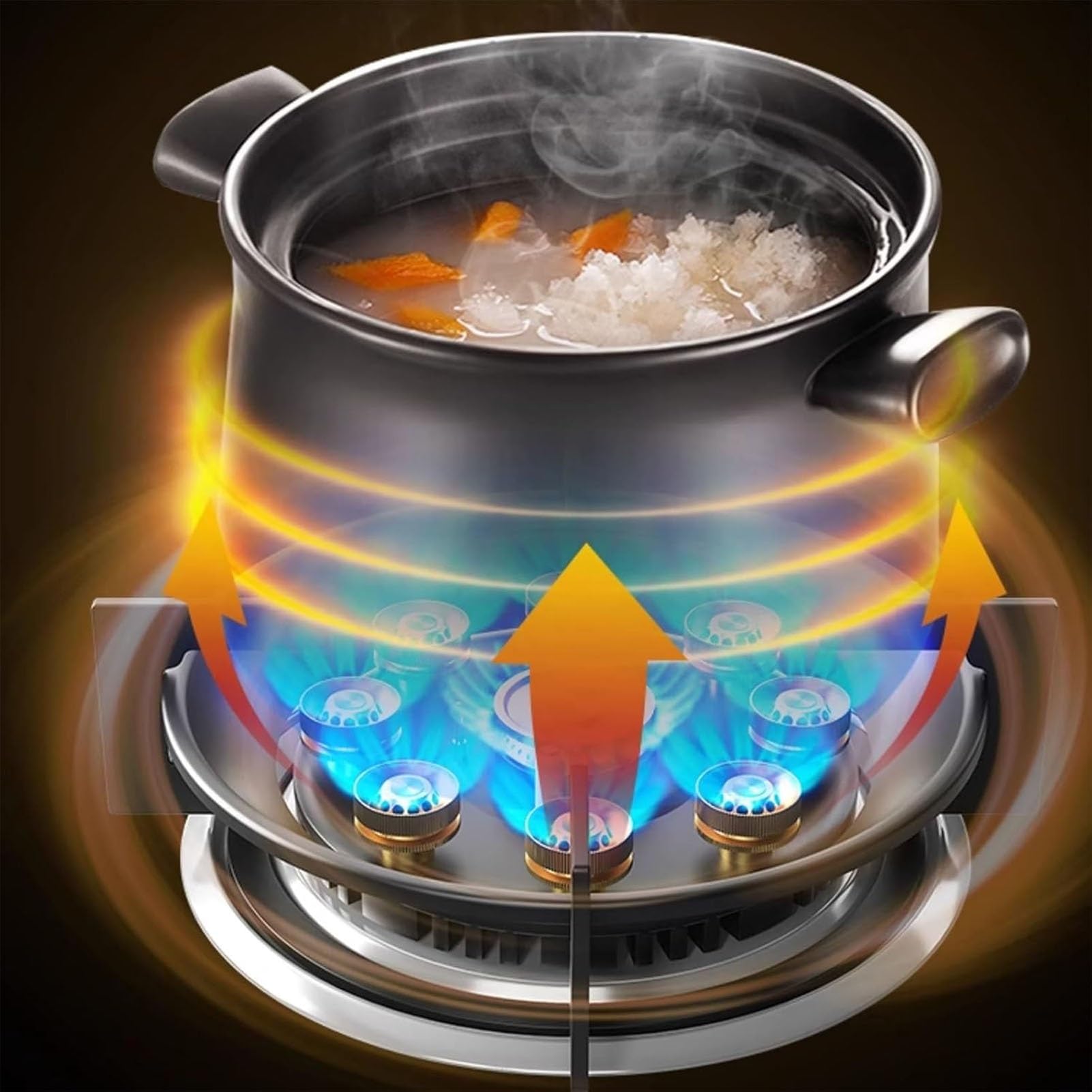 Cuisinière À Gaz 5,2 KW, 9 Cavités, Minuterie Haute Puissance, Allumage Automatique, Plaque De Cuisson En Verre Trempé, Idéale Pour La Cuisine, Le Camping Et Les Repas(LPG)