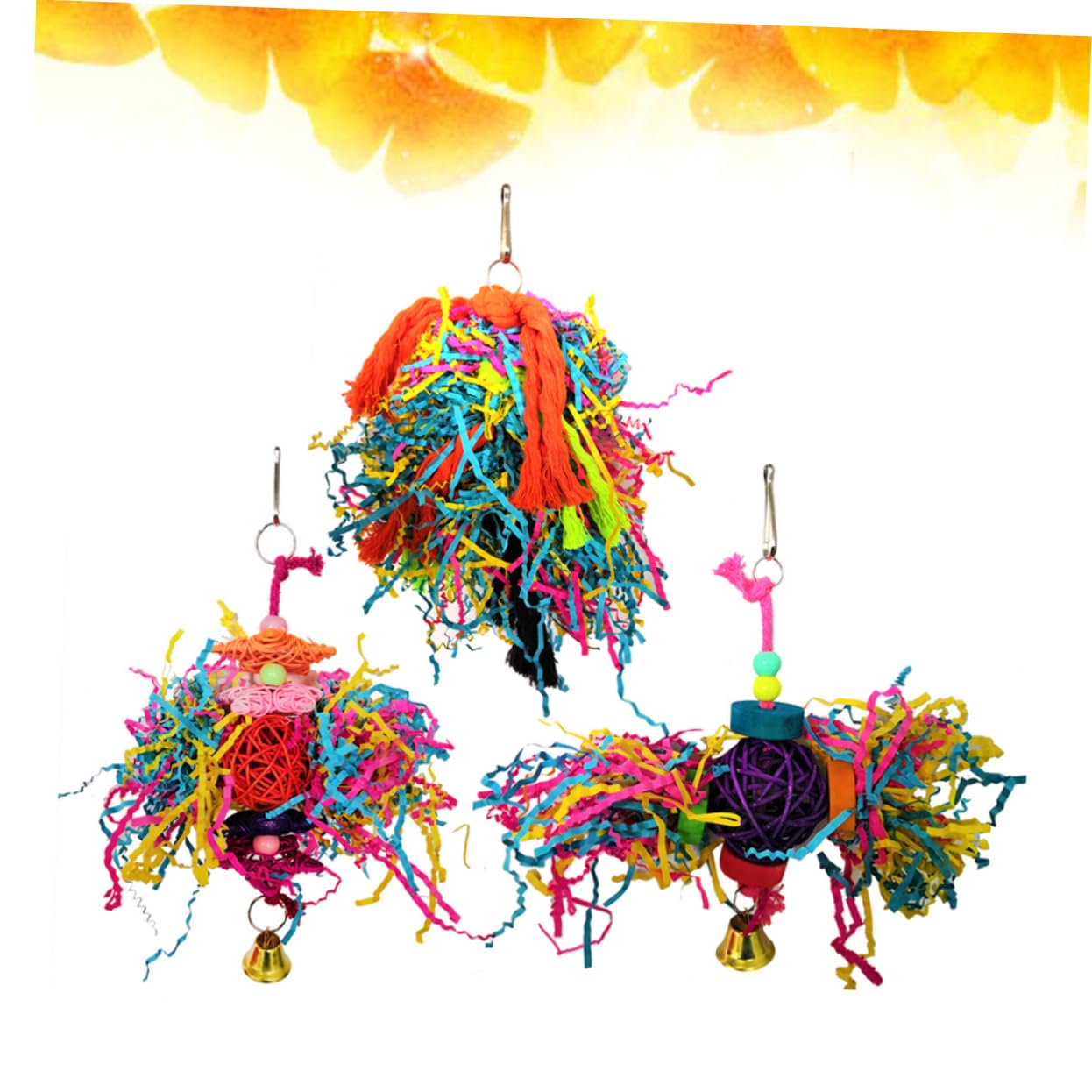 Yardwe 9 Piezas Bolas Seda Loro Jaula Juguetes para pájaros pequeños Juguetes Loros Herramienta Aves Juguete para Masticar Loros Cuerda algodón Juego 3 Piezas Madera