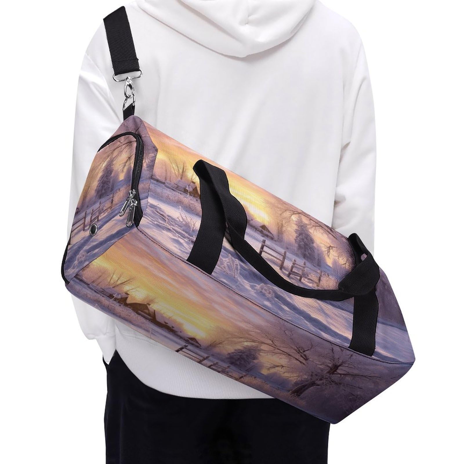Turnbeutel für Damen und Herren, Winterdruck, wiederverwendbar, Turnbeutel mit Schuhfach, Stil, Einheitsgröße, modern, Stil:, Einheitsgröße, Modern