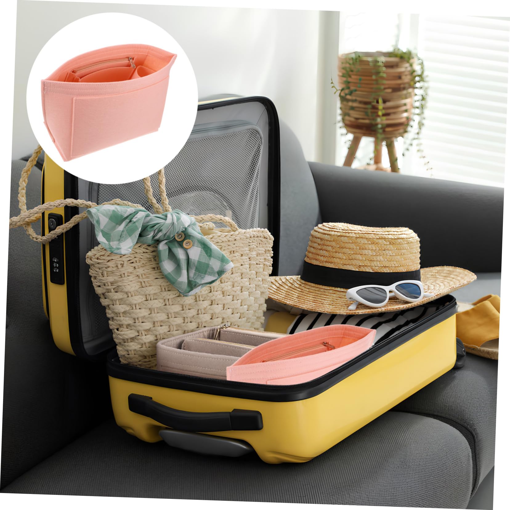 Healeved 2pcs Purse Organizer for Handbags Felt Bag Liner Insert Tote Bag Organizer 6 Pockets