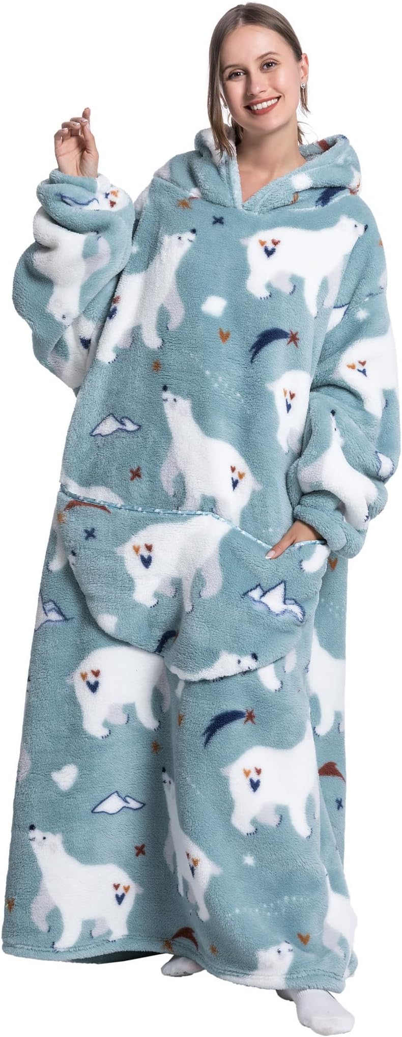 – Extra Long Oversized Blanket Hoodie,Hooded Wearable Blanket Sleeves and Pocket | Snuggle Fleece Sweatshirt for Adults, Gift for Women Men