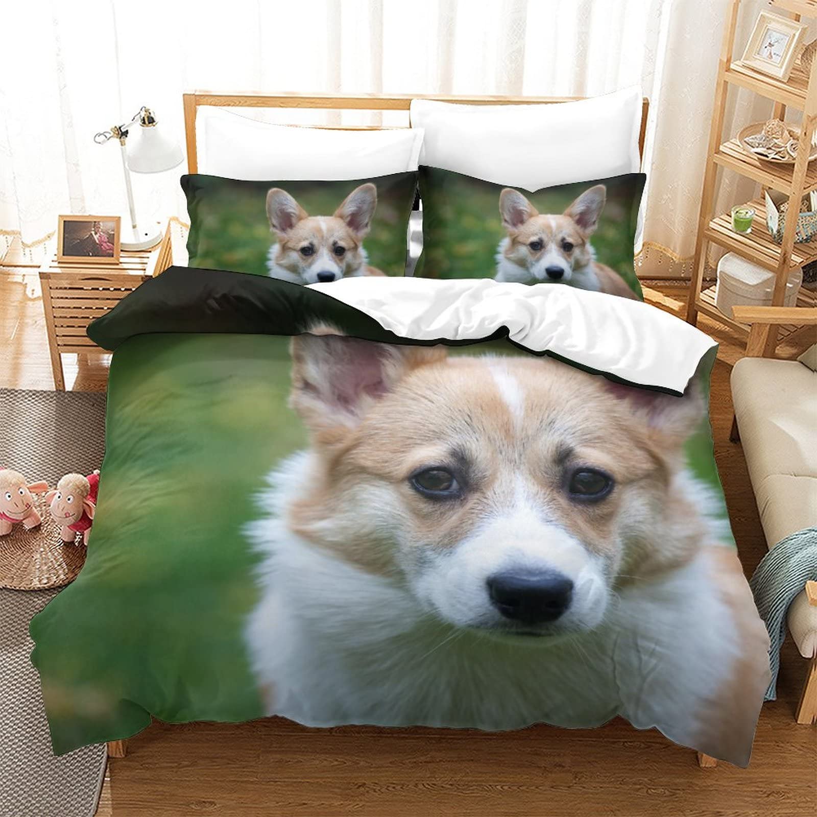 Housse de couette Corgi 3D ensemble de literie original pour les amoureux des animaux