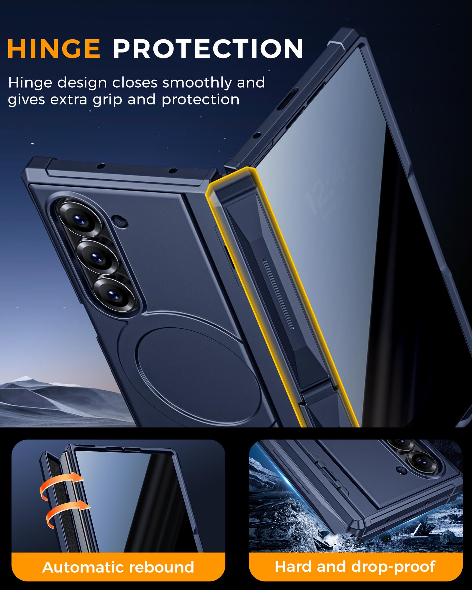 Kaiiecal Funda para Galaxy Z Fold 6 con protector de pantalla de privacidad [apto para Magsafe] [Soporte doble] [Protección de bisagra] Funda de cuerpo completo a prueba de golpes para Samsung Galaxy