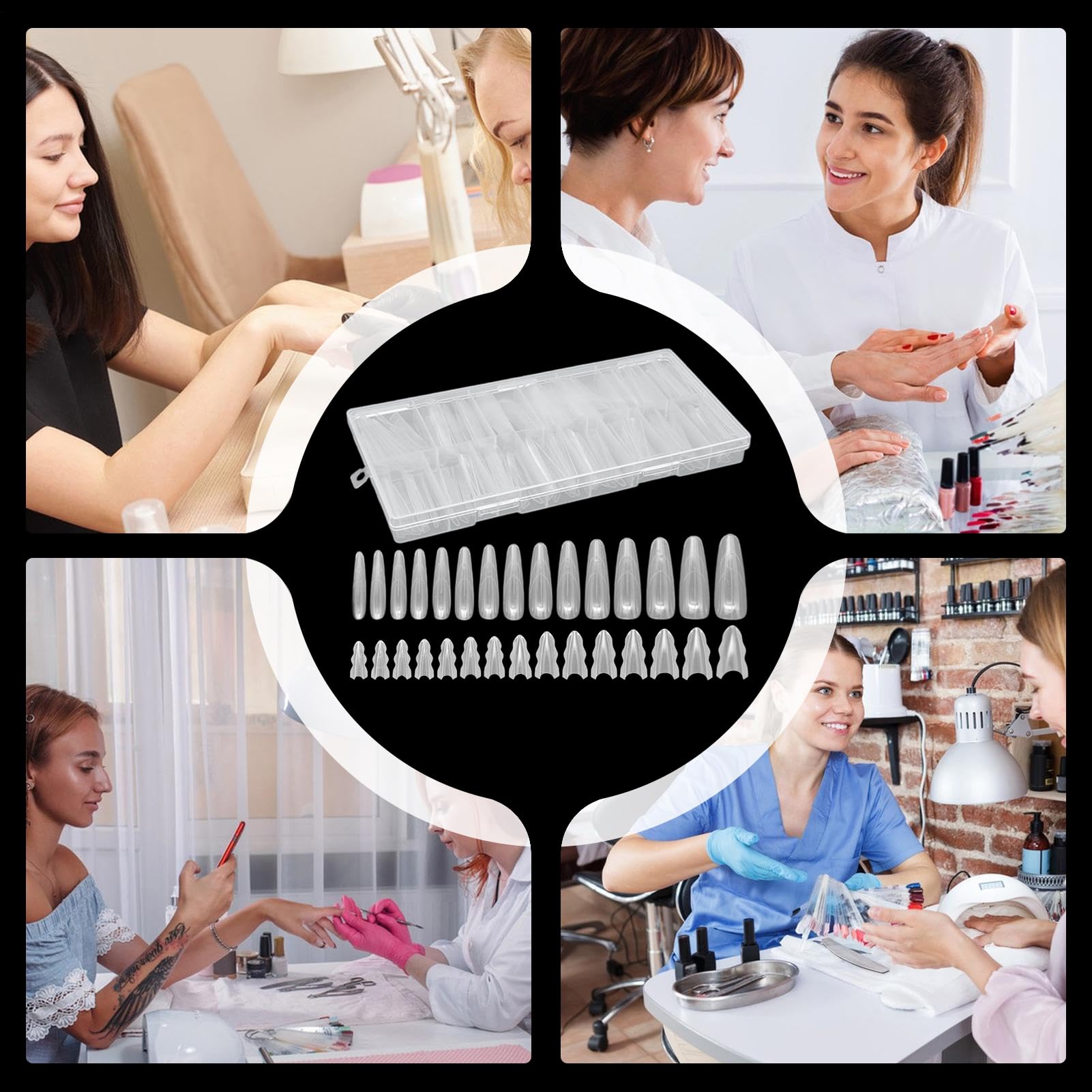 Forme Per Unghie In Plastića ABS – Allungamento Unghie, Tip In Gel Trasparenti A Copertura Totale | Set Di Punte Per Unģhie Artificiali, Di Bellezza Per Salone, Casa, Viaggio, Matrimonio, Sp
