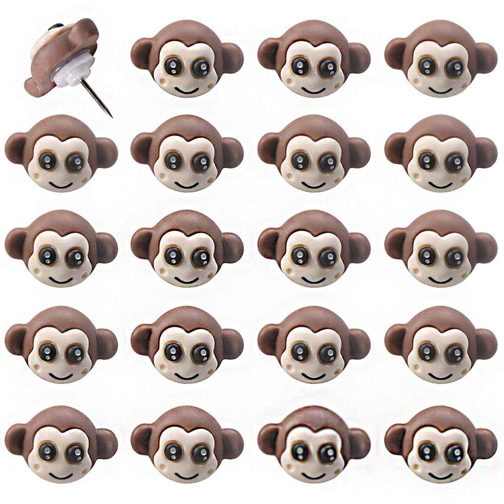 JruiZhpCute Monkey Decorative Push Pins JruiZhp 20Pcs Creative Small Animal Cork Board Thumbtacks,for Photo Wall,Feature Wall,Whiteboard,Cork Board Map Bulletin Board Office or Home