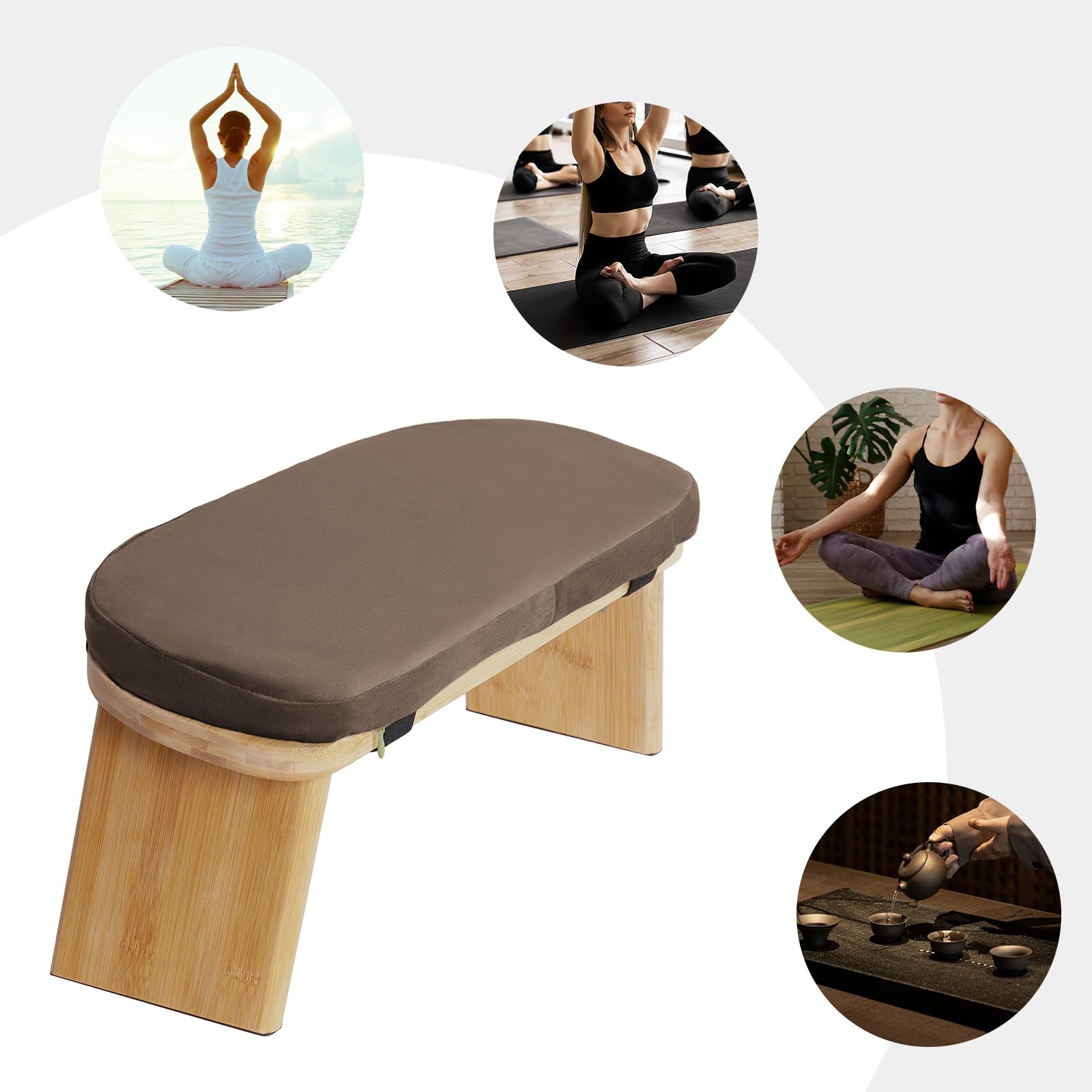 Panca da meditazione, pieghevole, con cuscino, ergonomica, per meditazione, pieghevole, per yoga, panchina da preghiera