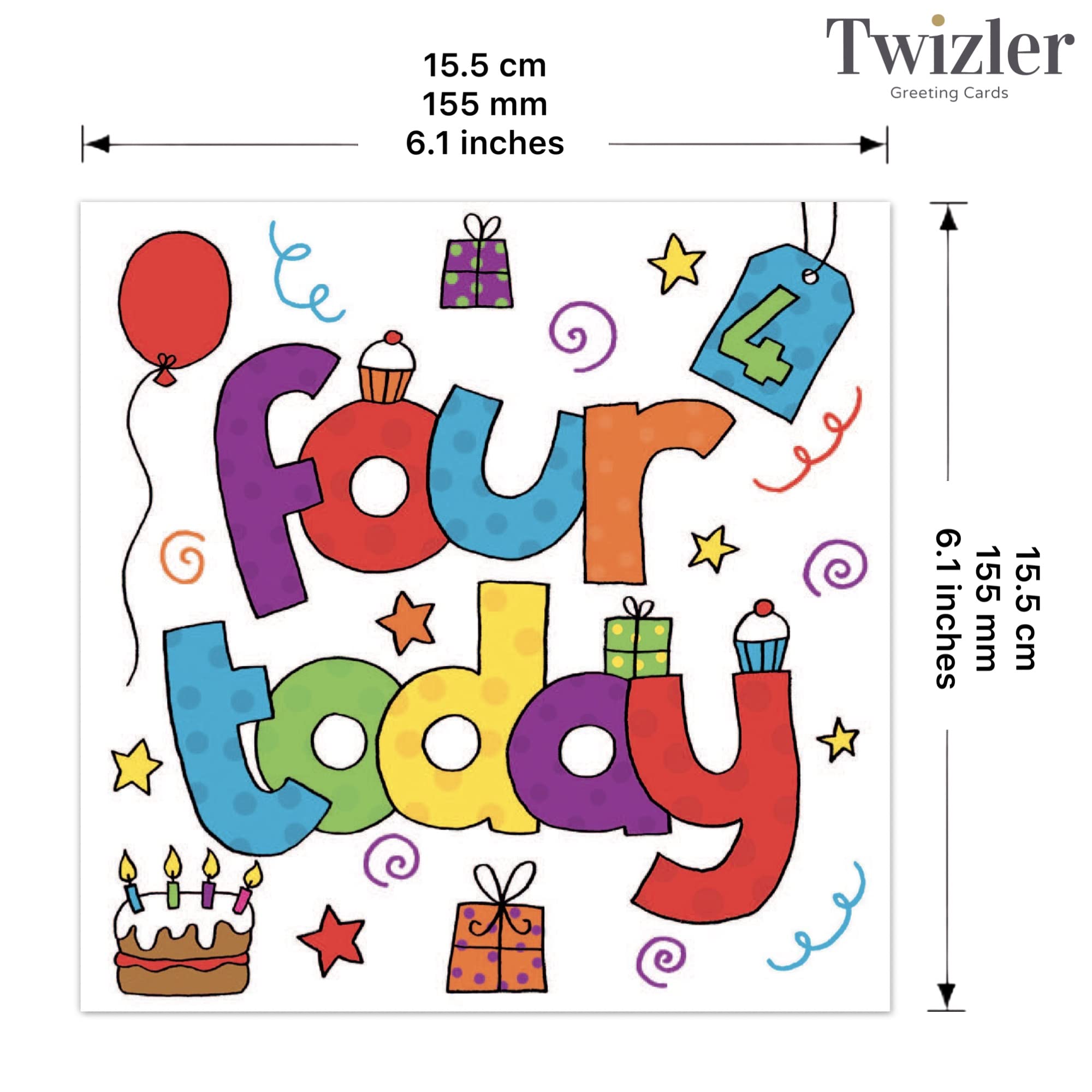 Twizler Rotatifs 4ème Carte D'anniversaire Pour Enfant Avec