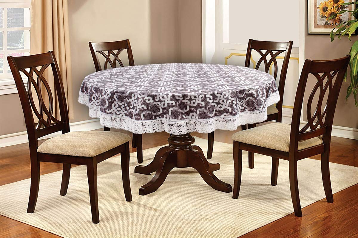 the furnishing tree round shaped wxl 60x60 inch 6 seater table cover trellis pattern grey, waterproof pvc